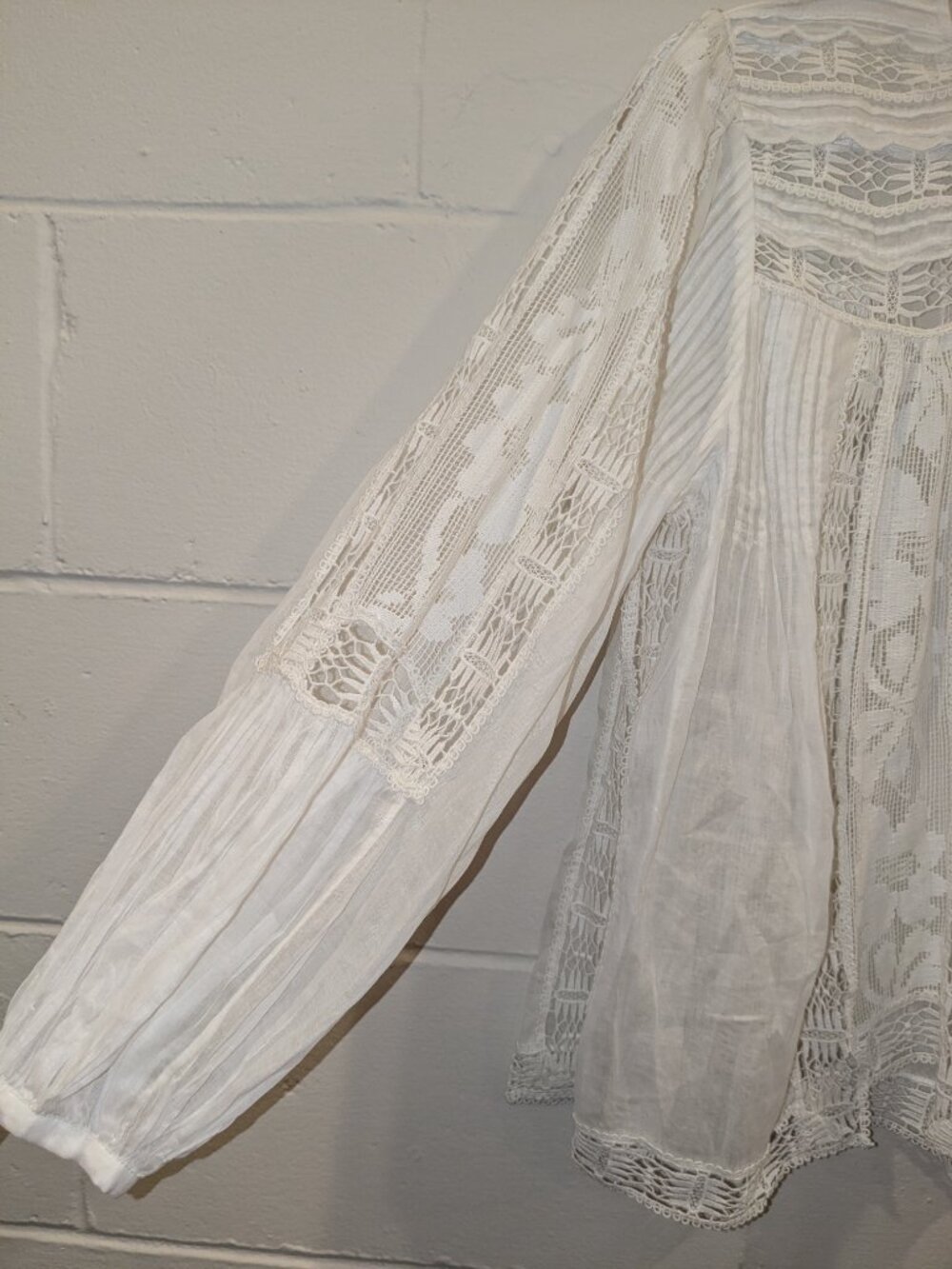 Forever That Girl Top Sm White Sheer Lace Crochet Boho Western Peasant Romantic - Picture 4 of 11